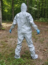 DuPont Tychem F TF169T  Hazmat Coveralls, Respirator Fit L W goggles & mask