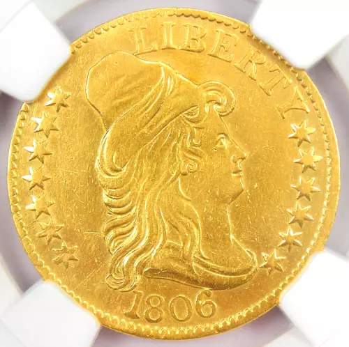 1806 Draped Bust Gold Half Eagle $5 Coin - Certified NGC AU Details - RARE!