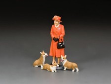 TR016 The Queen  Her Corgis Tangerine Orange by King  Country RETIRED 