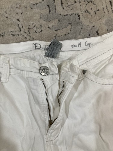 ND Weekend Women's solid white Mid-Rise Capri Denim Jeans Size 14 studded back - Picture 4 of 8
