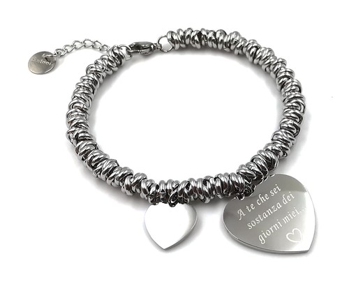Bracciale da donna con cuore scritta braccialetto incisione in acciaio vasco per - Foto 7 di 35