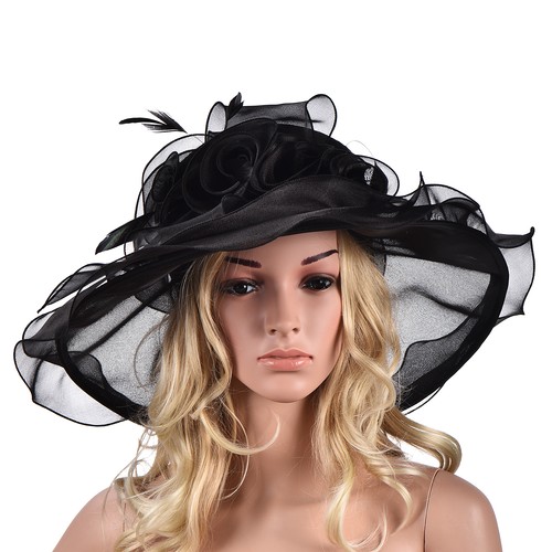 Vestido de mujer Iglesia Boda Kentucky Derby Ancho Ala Pluma Sun Floppy Hat A341 - Imagen 14 de 119