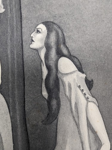 Vintage 1920s Original Watercolour 'Man & Lady' Blanche Damant British Artist - Picture 12 of 20