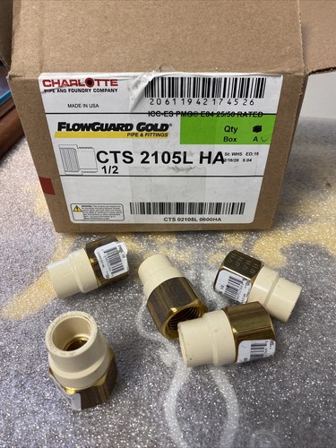 LOT OF 5 CHARLOTTE 1/2" CTS - CPVC Sch 40 Female Adapter Lead Free 2105L HA