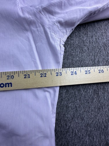 Q Clothier Shirt Mens Size 17.5 Pink White Striped Button Down Long Sleeve Dress - Picture 6 of 11