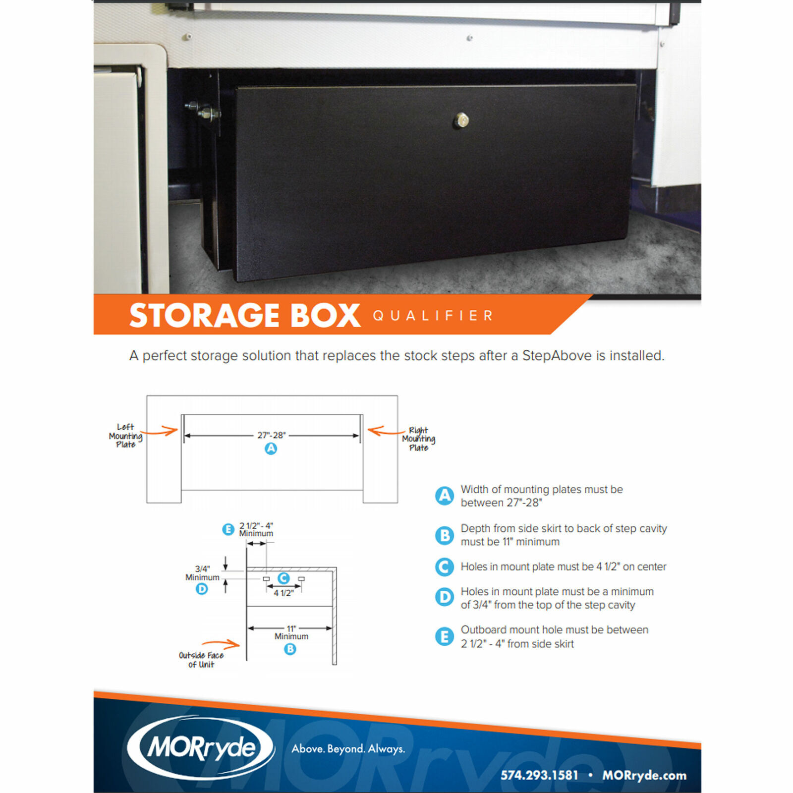 MORryde SP54099 StepAbove RV Camper Entry Step Storage Box, 1.5 Cubic