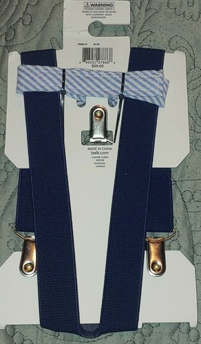 New Crown & Ivy Baby Clip Suspender & Bow Tie Set Navy & Stripe -1409 - Picture 2 of 2