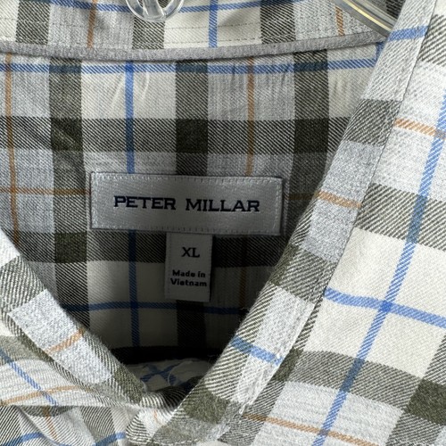 Peter Millar Hemd Herren XL grün blau kariert Button Down 100% Baumwolle Freizeit - Bild 3 von 8