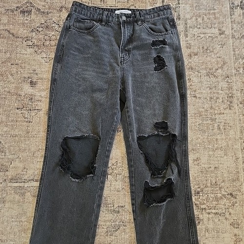 FLYING MONKEY Mujer 29 ETIQUETA NEGRA Dobladillo Crudo Tiro Alto Tobillo Recto JEANS - Imagen 4 de 17