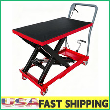 Hydraulic Lift Cart,28.5"Height Double Scissor Table w/4 Wheels & Non-Slip,500Lb