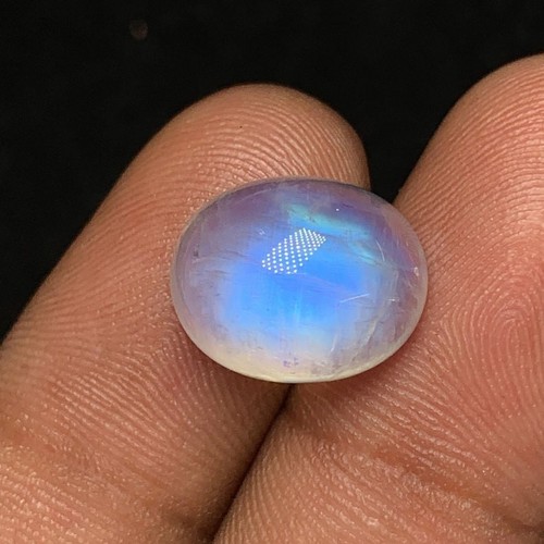 AAAAA Quality Rainbow Moonstone Blue Flash Fire Oval Shape Cabochon 10.5x13 MM - Picture 7 of 18