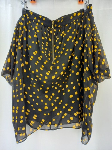Whistles Black Yellow Spots 100% Silk Skirt Short Pockets Size 12 Ex Con - Picture 2 of 10