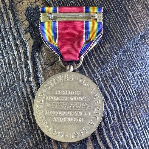 Medaglia vittoria campagna e servizio seconda guerra mondiale Stati Uniti in scatola 1946 barra nastro seconda guerra mondiale - Foto 4 di 14
