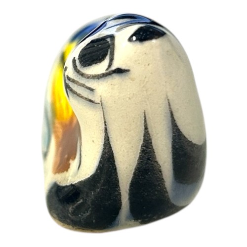 Vintage Tonala Mini Cat Figurine Pottery Hand Painted Mexico Multicolor Folk 1” - Picture 4 of 6