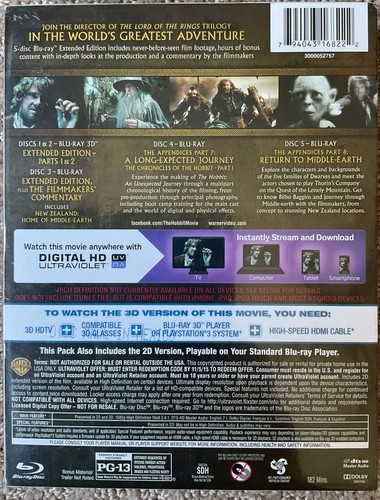 The Hobbit: An Unexpected Journey (2012) Blu-ray 3D +Blu-ray +Digital 5-Disc Set - Foto 2 di 2