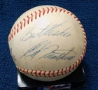 EDDIE MATHEWS VINTAGE 1950'S SIGNED,  AUTO'D GILES BASEBALL-MIL. BRAVES-PSA/DNA