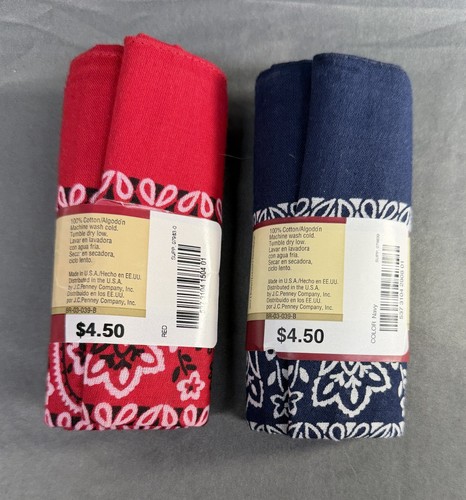 Arizona Jean Company 100% Baumwolle 2er Pack (4) Bandanna Navy und Rot Neu - Bild 2 von 4