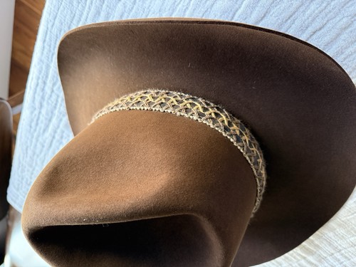 Sombrero de Vaquero de Fieltro Marrón Resistol De Colección Western Rodeo Rancho Banda Trenzada EE. UU.