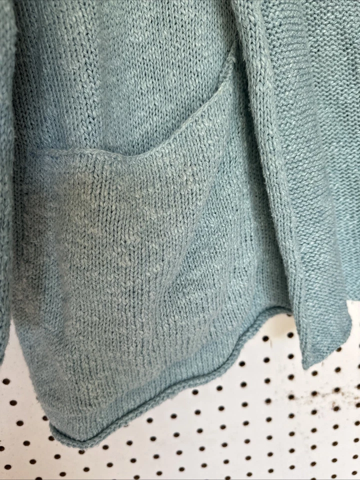 Cárdigan Suéter Eskandar Algodón Lino Mezcla Línea A O/S Hombro Caído Azul Tiffany Foto 3 de 3