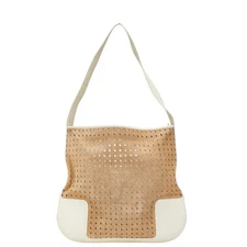 Loewe Anagram Punching Leather Suede Shoulder Bag Women Brown One Size