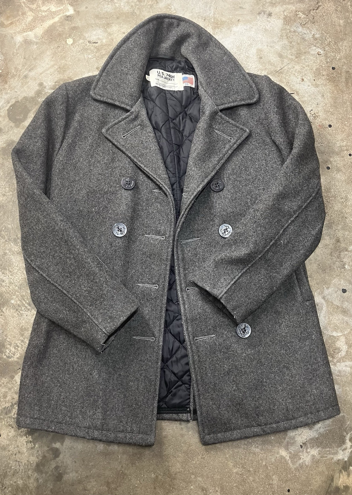 SCHOTT U.S. 740N PEA JACKETグレー Schott NYC US 740N Pea Coat Jacket Gray Size 36 Mens Wool