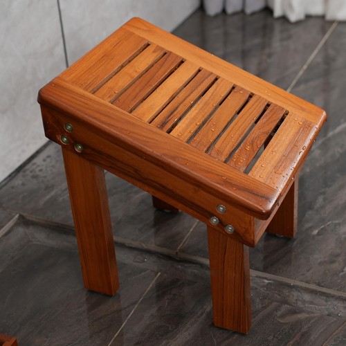 Teak Wood Shower Foot Stool for Shaving Legs, Sturdy Shower Foot Rest for Sho... - Picture 6 of 9