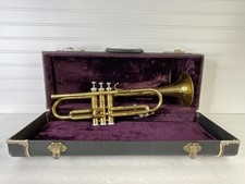 Vintage Brass Trumpet Ornate Engraving Hard Case Used