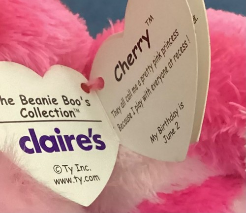 TY Beanie Boos Cherry the Pink Dog Plush 2016 Glitter Eyes CLAIREs Exclusive NWT - Bild 4 von 4