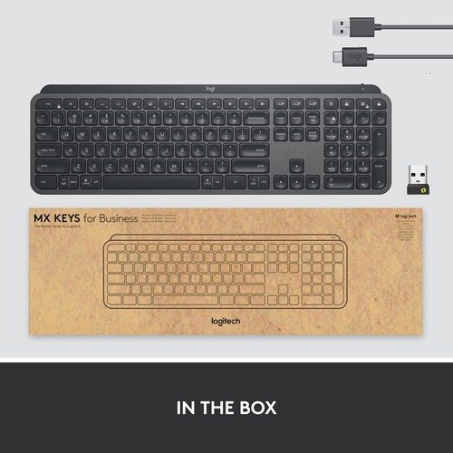 Logitech MX Keys Wireless Illuminated Keyboard for Business, Quiet Perfect-Strok - Picture 3 of 9
