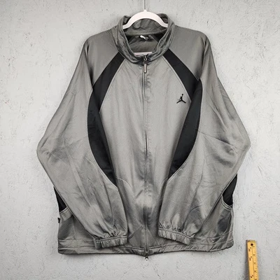Jordan Jacket Mens 2XL Gray Black Dri-FIT Warm Up Track Full Zip Athletic Gym - Image 1 of 4