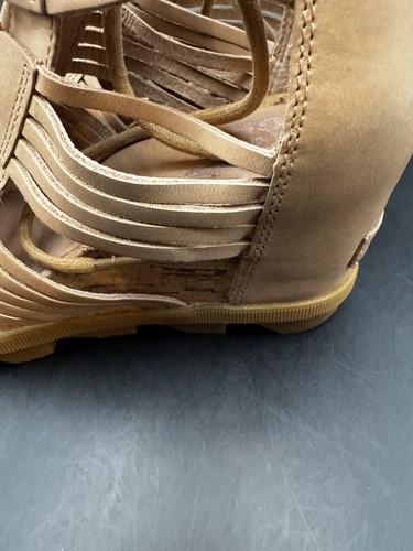 Sorel Womens Joanie II Lace Huarache Wedge Sandals NL4065 Camel Brown Size 7.5 - Picture 3 of 17