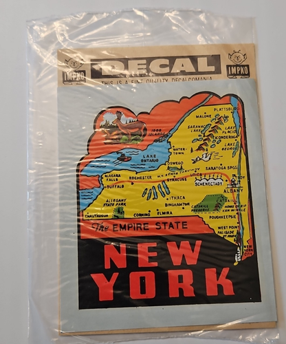 Calcomanía adhesiva vintage IMPKO recuerdo ventana coche vacaciones NUEVA YORK Empire State - Imagen 1 de 5