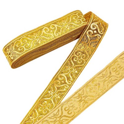 NBEADS 7.7 Yards Gold Jacquard Ribbon Trim, x 1-1/4 Inch,