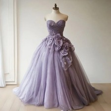Elegant Lavender Prom Dresses Sweetheart Lace Flowers Appliques Evening Gowns