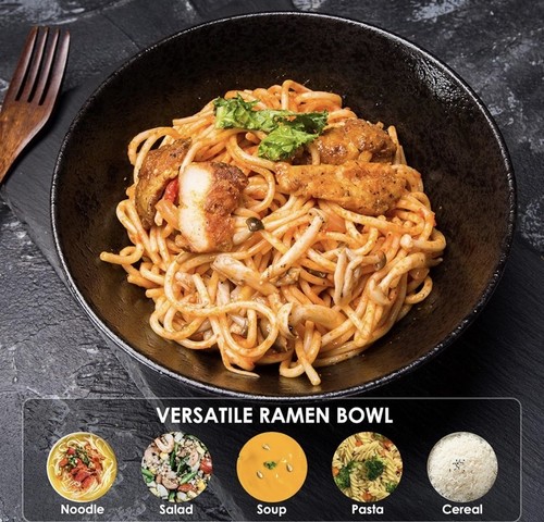 Ramen Bowl Sets, 4×700ml Mini Ceramic Noodle Bowls,spoons,folks,chopsticks,nap - Picture 6 of 7