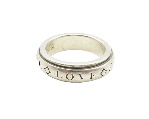 LAVAGGI 925 Silver  Vintage Love Hope Peace Etched Spinner Ring Sz 8  RG17276