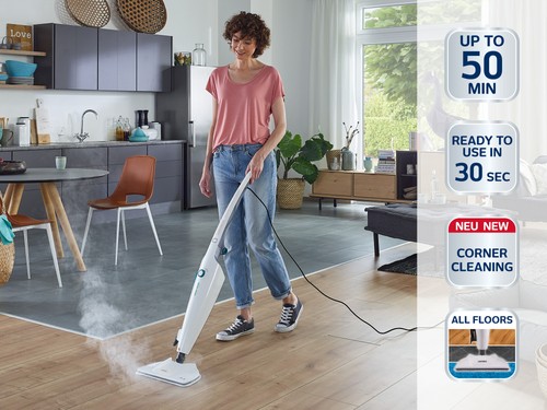 Leifheit Dampfreiniger CleanTenso Power Dampfsauger 50min Nutzdauer extra flach - Bild 5 von 12