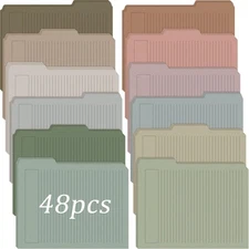 48 Pack Manila Lined Decorative File Folders, Letter Size, 1/3 Cut Tab, Color...