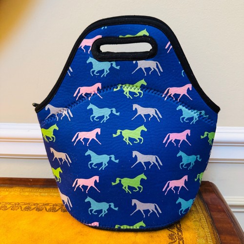 Galloping Horse Equestrian Lunch Box Tote Zippered Neoprene Bag - Picture 5 of 7