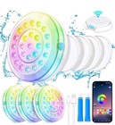 Rechargeable Submersible LED Pool Lights Wireless APP Control Waterproof 4 Pack