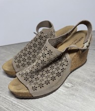 Marina Luna Comfort Wedge Sandals With Cutouts Brown Leather Size 9