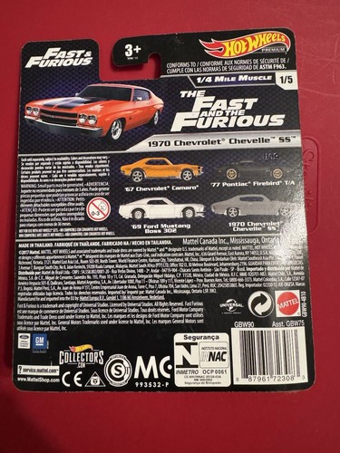 Hot Wheels Premium Fast & Furious 1970 CHEVROLET CHEVELLE SS Red 1/4 Mile Muscle - Picture 4 of 5