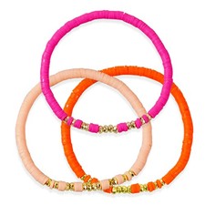 Clay Beaded Bracelets Stack Friendship Women 3 PCS Boho Gold Beads Bracelets Sum