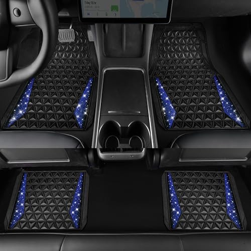 Bling Car Mats Diamond Rubber Floor Mats Full Set Anti-Slip 3D Rhombus - Picture 6 of 7