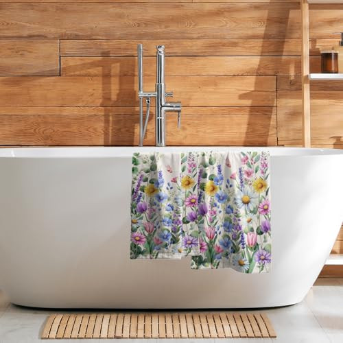 Floral Kitchen Towels Sage Green Eucalyptus Leaves Hand Towels Colorful Flower - Bild 7 von 7