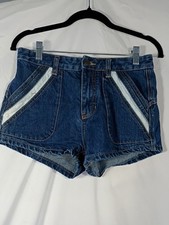 EUC Free People Sweet Surrender Denim Shorts Dark Wash Lace Trim Women's Size 26