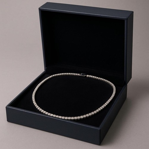 10CT Lab Grown Diamond Tennis Necklace 16" 14K White Gold Over Round Cut - Picture 3 of 4