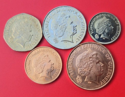 GUERNESEY Lot 5 Monnaies 1 2 5 10 20 Pence Élisabeth 2 Guernsey - Picture 2 of 2