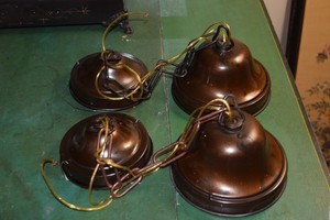 Two Antique Pendant Ceiling Fixtures-Schoolhouse-Rewired