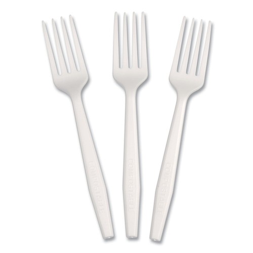Tenedor de plástico pesado AmerCareRoyal L1801W cubiertos CPLA - blanco (1000/CT) nuevo - Imagen 3 de 5